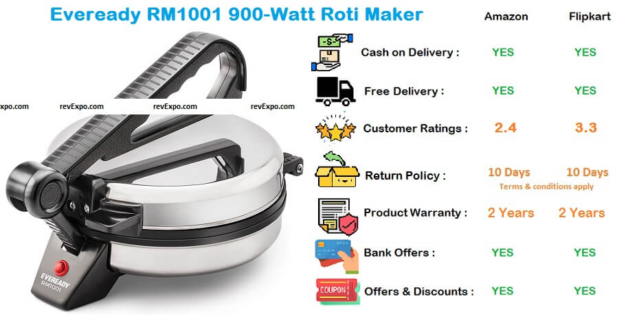 Eveready 900-Watt RM1001 Roti Maker in Black