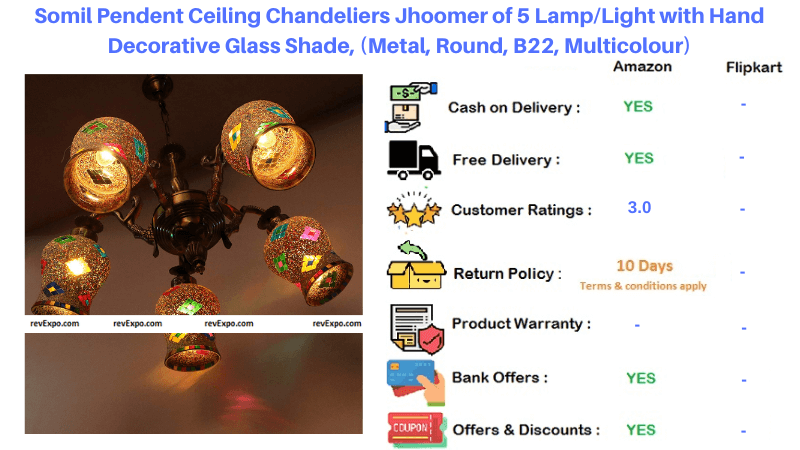 Somil Pendent Ceiling Chandeliers Light with Hand Decorative Glass Shade