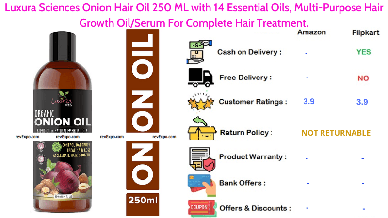Luxura Sciences 250 ML Hair Oil with Multi-Purpose Hair Growth OilSerum & 14 Essential Oils For Complete Hair Treatment.