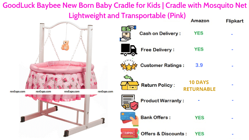 GoodLuck Baybee Baby Cradle for New Born Kids with Transportable, Lightweight & Mosquito Net