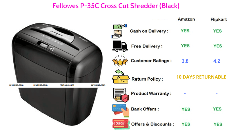 Fellowes Cross Cut Paper Shredder P-35C in Black