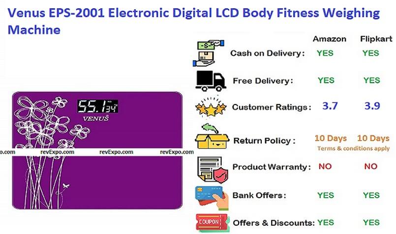 Venus EPS-2001 Electronic Digital LCD Body Fitness Weighing Machine