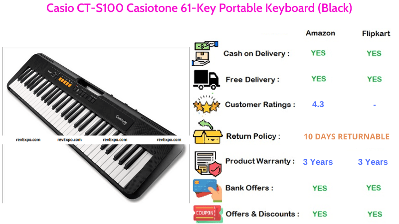 Casio CT-S100 Casiotone Portable Keyboard