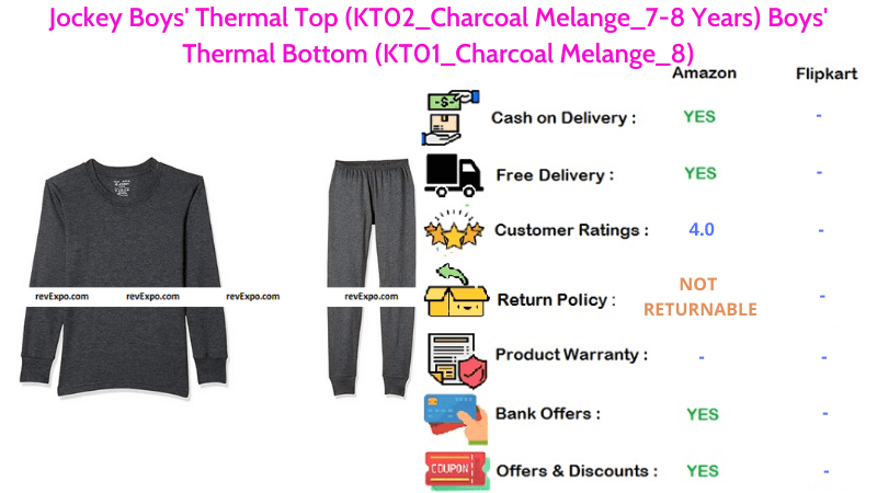 Jockey Boys' Thermal Top KT02 Charcoal Melange