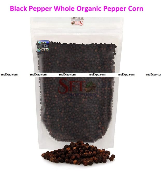 Black Pepper Whole Organic Pepper Corn (Kali Mirch Sabut) 1Kg Grade - Big Size