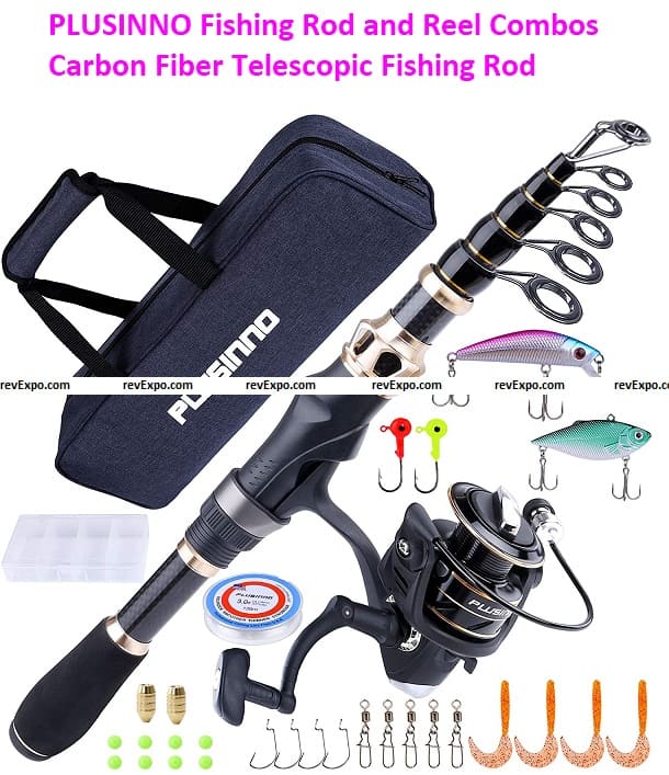 PLUSINNO Fiber Telescopic Fishing Rod with Reel Combo 