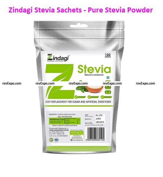 Zindagi Stevia Sachets - Pure Stevia White Powder - Natural Fat Burner - Sugar-Free Sweetener,100 Sachets(Pack of 1)