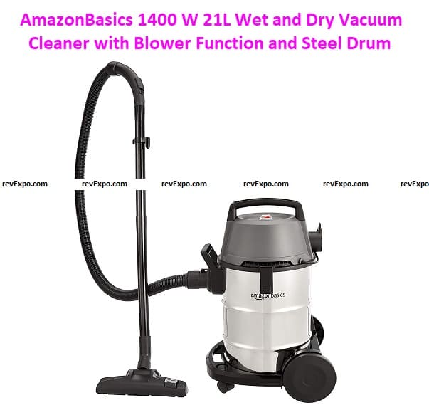 AmazonBasics 1400 W 21L Wet and Dry Vacuum Cleaner with Blower Function and Steel Drum
