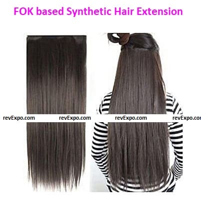 FOK 5 Clip based Synthetic Hair Extension Brown Color