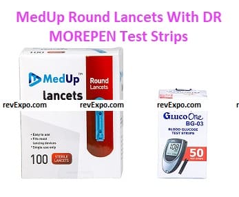 MedUp Round Lancets With DR MOREPEN Test Strips