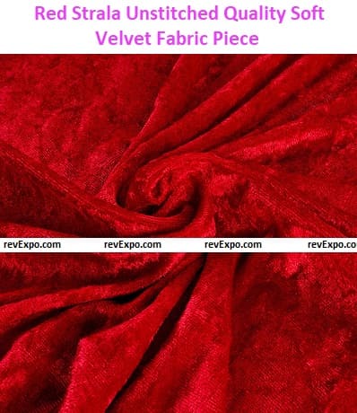 Red Strala Unstitched Quality Soft Velvet Fabric Piece